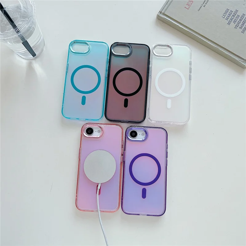 For iPhone 16e Case Compatible with MagSafe Color Changing TPU Phone Back Cover - White