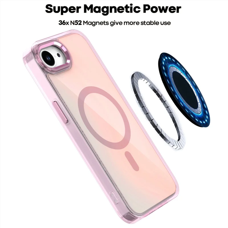 For iPhone 16e Case Compatible with MagSafe Color Changing TPU Phone Back Cover - White