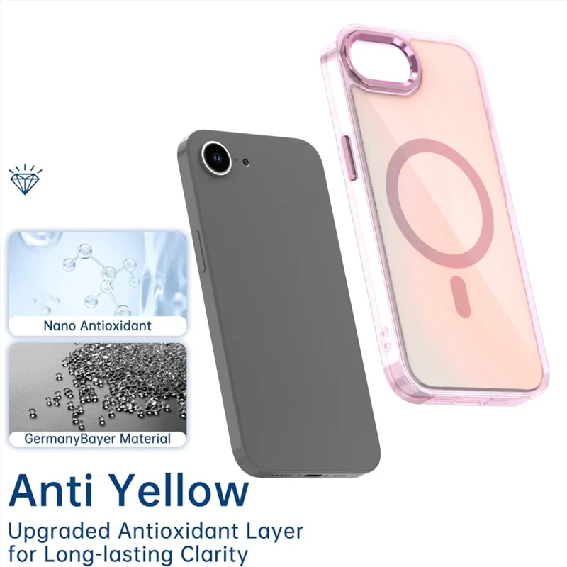 For iPhone 16e Case Compatible with MagSafe Color Changing TPU Phone Back Cover - White