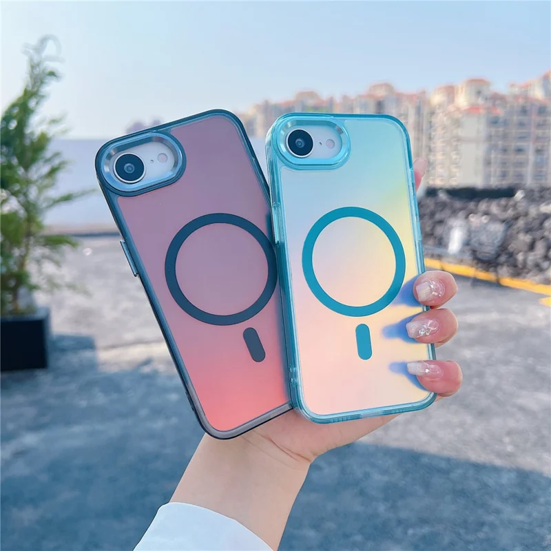 For iPhone 16e Case Compatible with MagSafe Color Changing TPU Phone Back Cover - White