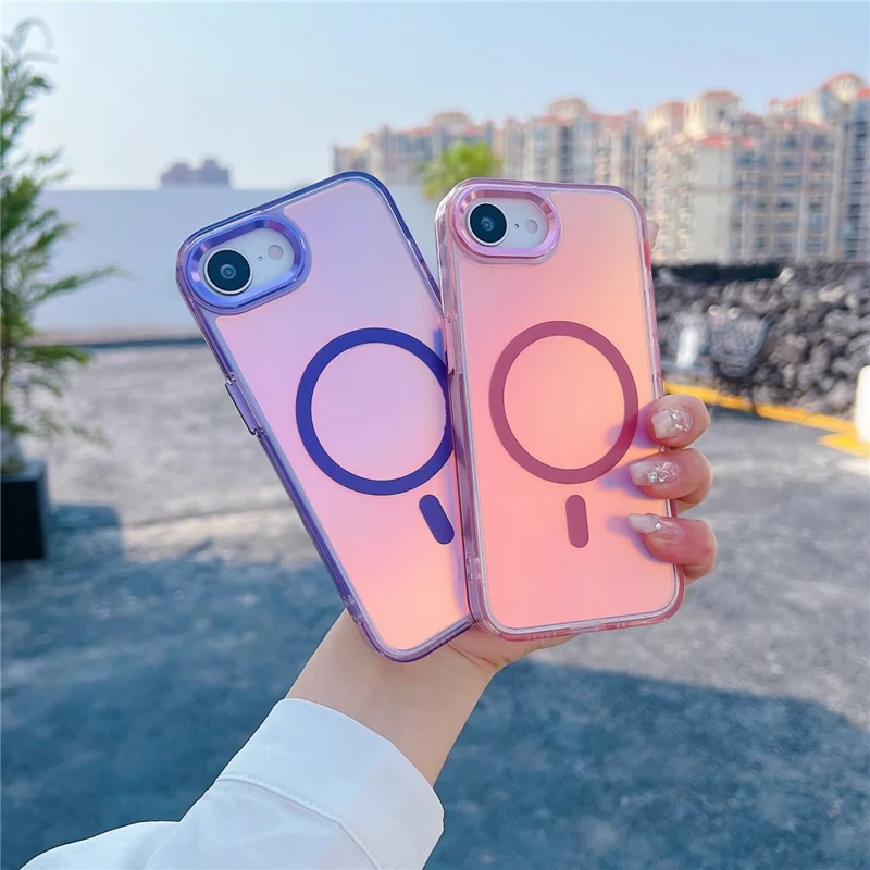 For iPhone 16e Case Compatible with MagSafe Color Changing TPU Phone Back Cover - White