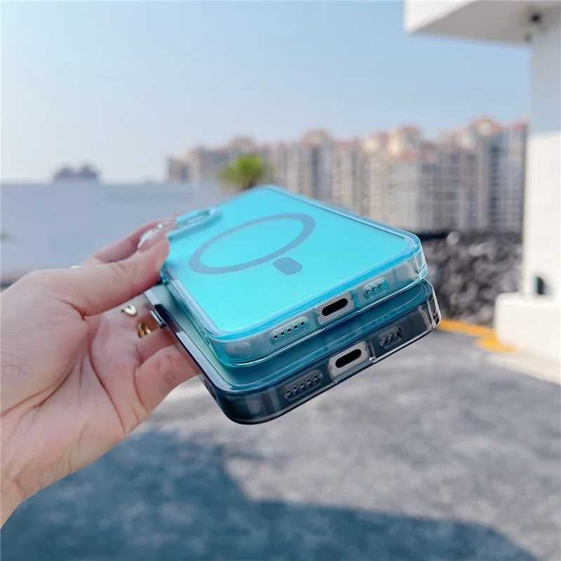 For iPhone 16e Case Compatible with MagSafe Color Changing TPU Phone Back Cover - White