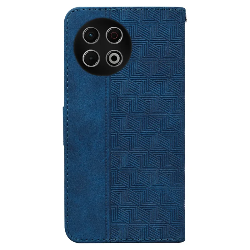 For TECNO Spark 30 Pro 4G Case Geometry Pattern Leather Wallet Phone Cover with Wrist Strap - Blue