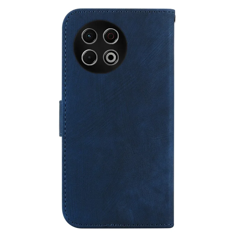 For TECNO Spark 30 Pro 4G Wallet Case Tiger Imprint Leather Shockproof Phone Cover with Wrist Strap - Dark Blue
