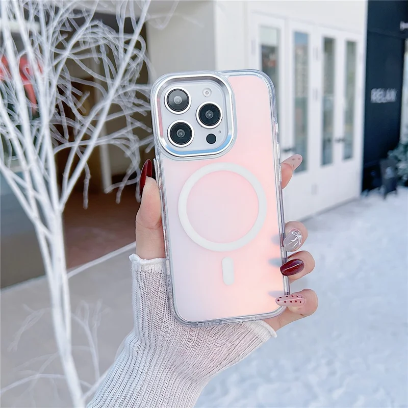 For iPhone 16 Pro Max Case Compatible with MagSafe Color Changing TPU Phone Back Cover - White