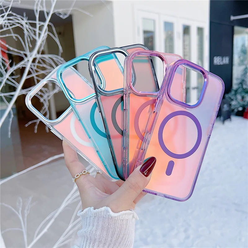 For iPhone 16 Pro Max Case Compatible with MagSafe Color Changing TPU Phone Back Cover - White