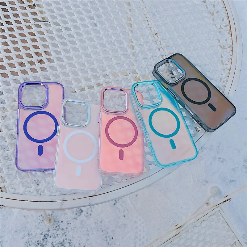 For iPhone 16 Pro Max Case Compatible with MagSafe Color Changing TPU Phone Back Cover - White