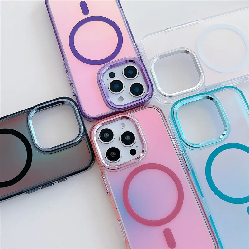 For iPhone 16 Pro Max Case Compatible with MagSafe Color Changing TPU Phone Back Cover - White