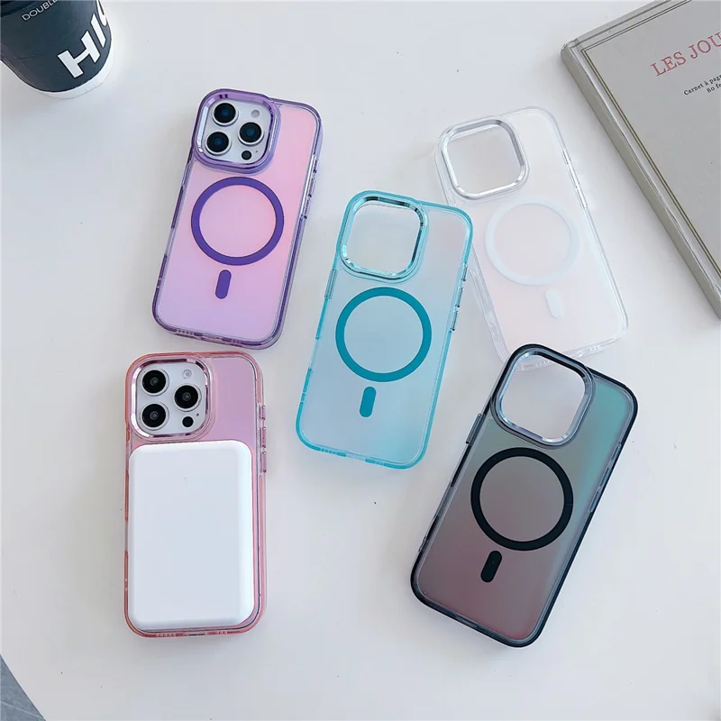 For iPhone 16 Pro Max Case Compatible with MagSafe Color Changing TPU Phone Back Cover - White