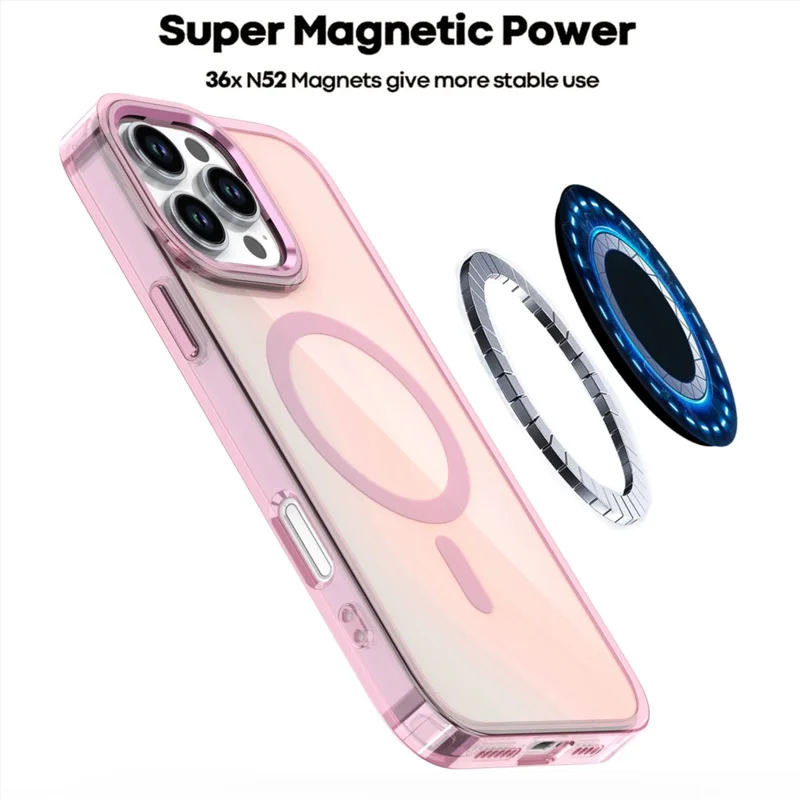For iPhone 16 Pro Case Compatible with MagSafe Color Changing TPU Phone Back Cover - Pink