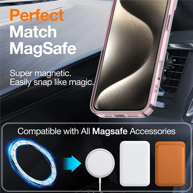 For iPhone 16 Pro Case Compatible with MagSafe Color Changing TPU Phone Back Cover - Pink