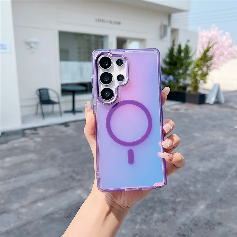 For Samsung Galaxy S25 Ultra Case Compatible with MagSafe Color Changing TPU Phone Back Cover - Purple