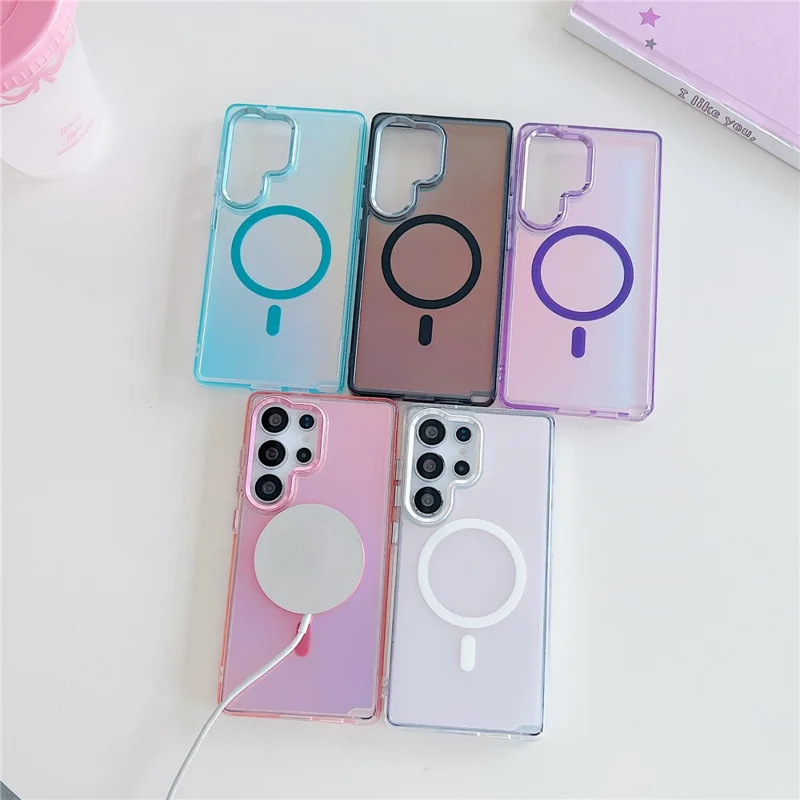 For Samsung Galaxy S25 Ultra Case Compatible with MagSafe Color Changing TPU Phone Back Cover - Purple