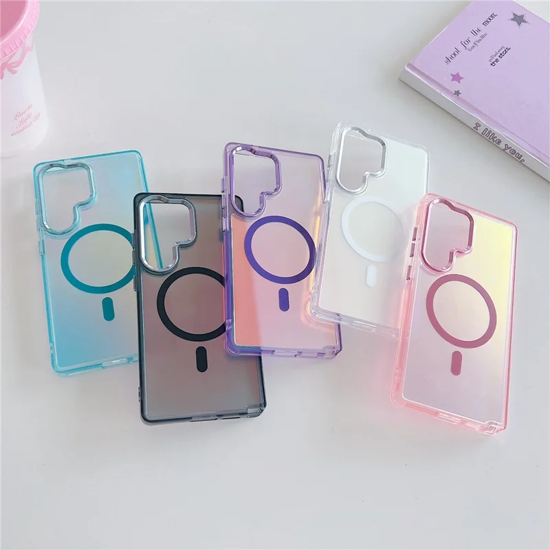 For Samsung Galaxy S25 Ultra Case Compatible with MagSafe Color Changing TPU Phone Back Cover - Purple