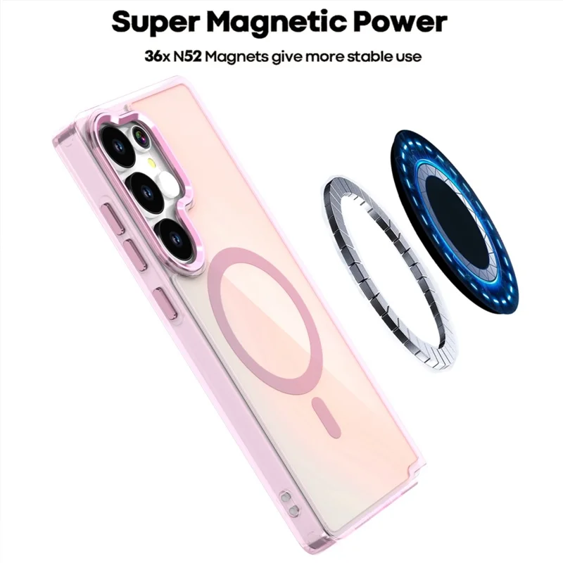 For Samsung Galaxy S24 Ultra Case Compatible with MagSafe Color Changing TPU Phone Back Cover - Pink