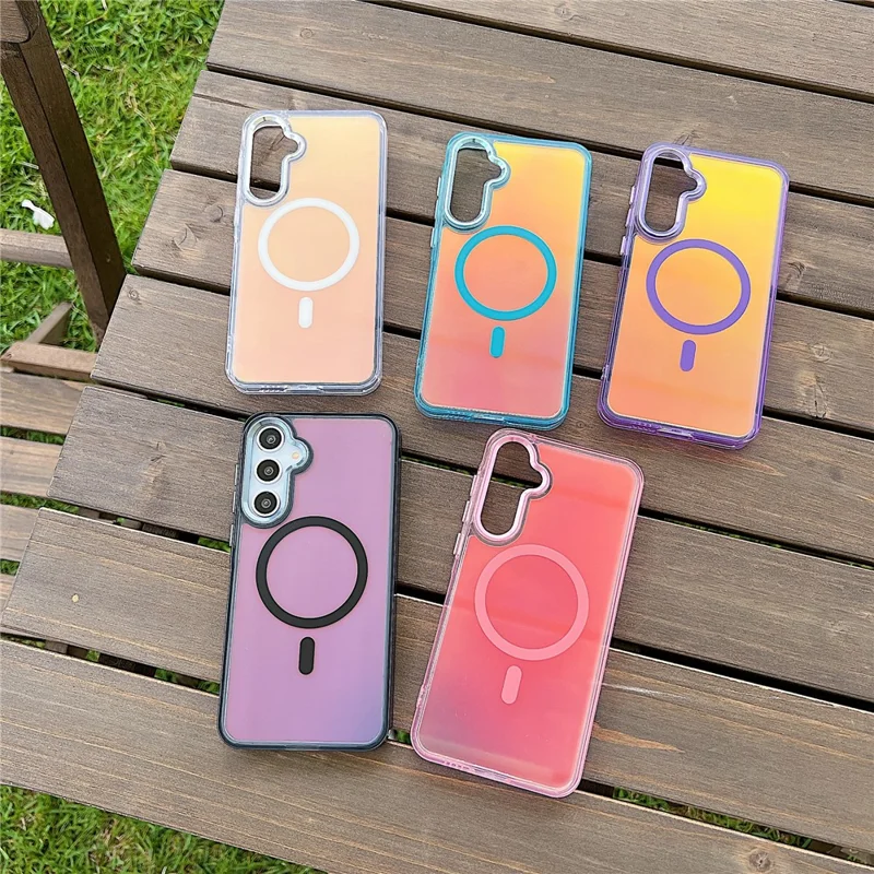 Für Samsung Galaxy A55 5G Hülle Kompatibel mit MagSafe Farbwechsel TPU Handyrückseite - Rosa