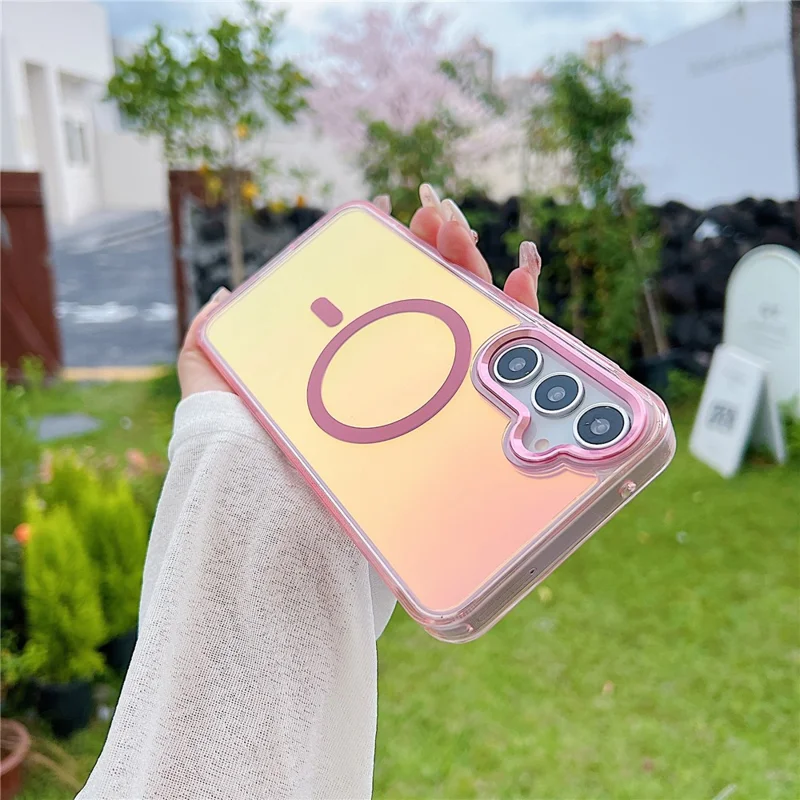 Für Samsung Galaxy A55 5G Hülle Kompatibel mit MagSafe Farbwechsel TPU Handyrückseite - Rosa
