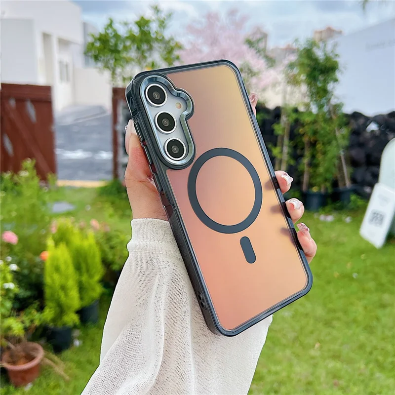 For Samsung Galaxy A55 5G Magnetic Case Color Changing TPU Phone Back Cover - Black