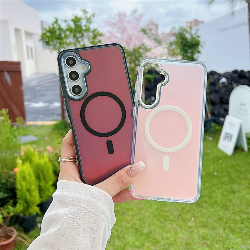 For Samsung Galaxy A55 5G Magnetic Case Color Changing TPU Phone Back Cover - Black