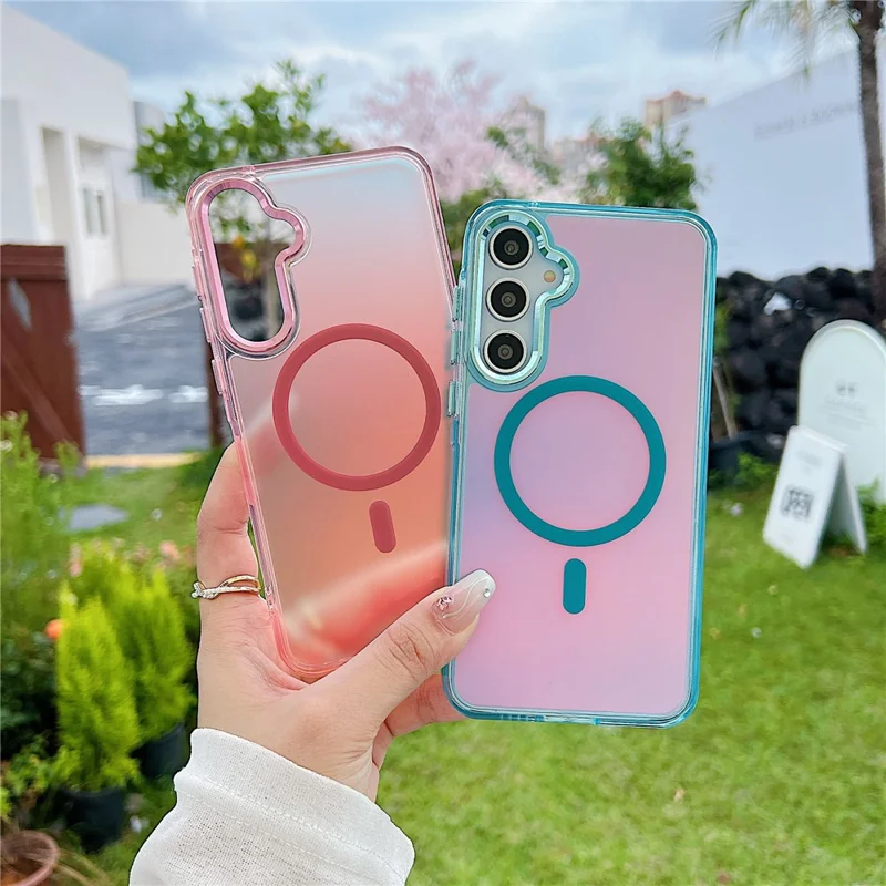 For Samsung Galaxy A55 5G Magnetic Case Color Changing TPU Phone Back Cover - Black