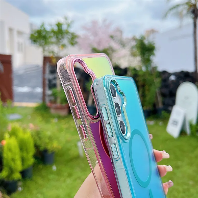 For Samsung Galaxy A55 5G Magnetic Case Color Changing TPU Phone Back Cover - Black