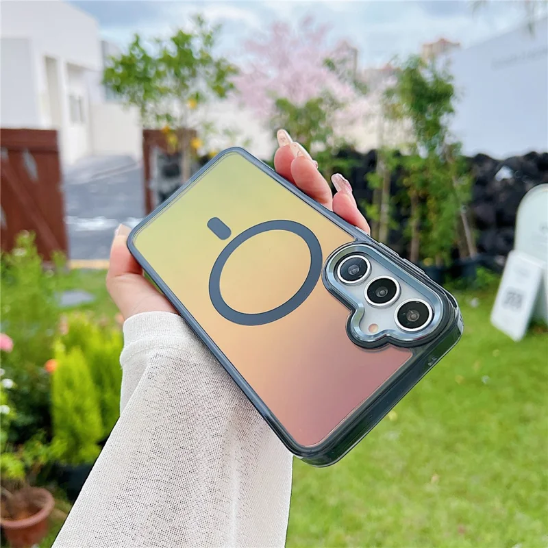 For Samsung Galaxy A55 5G Magnetic Case Color Changing TPU Phone Back Cover - Black