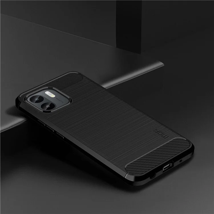 MOFI JK TPU Series-1 para Xiaomi Redmi A1 4G / A2 4G Funda de teléfono con superficie antiarañazos de textura de fibra de carbono Soft TPU Back Cover - Negro
