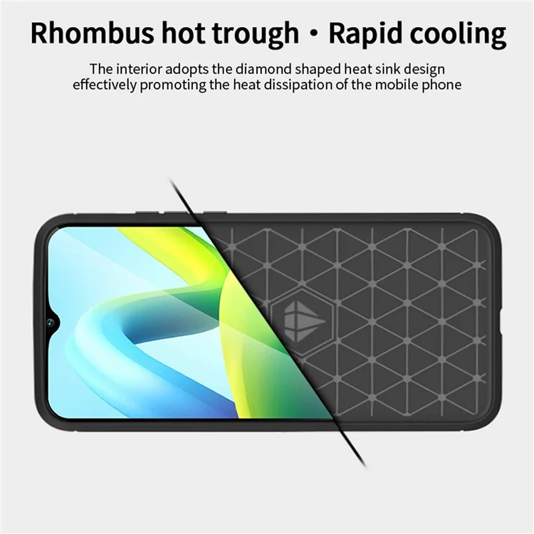 MOFI JK TPU Series-1 para Xiaomi Redmi A1 4G / A2 4G Funda de teléfono con superficie antiarañazos de textura de fibra de carbono Soft TPU Back Cover - Negro