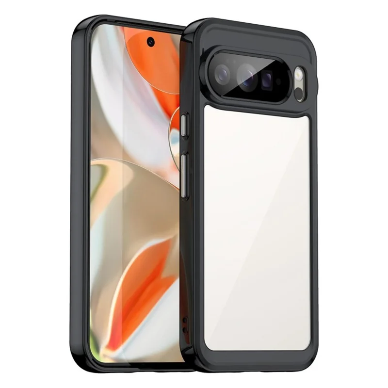 WANLONFENG FM Series For Google Pixel 10 Pro XL Case Electroplated Clear TPU Phone Back Cover - Black
