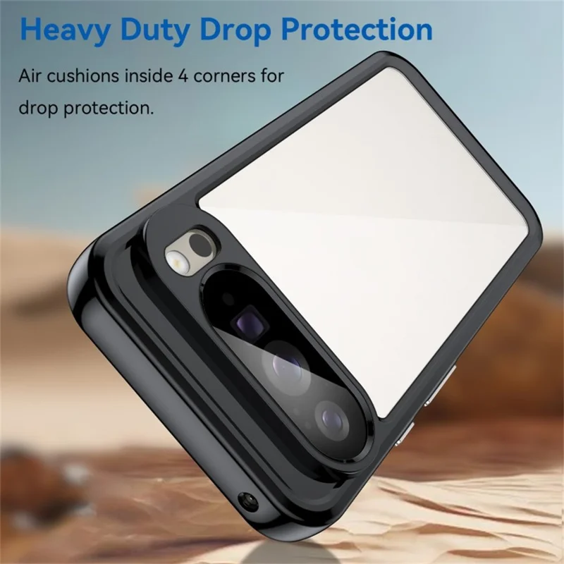 WANLONFENG FM Series For Google Pixel 10 Pro XL Case Electroplated Clear TPU Phone Back Cover - Black