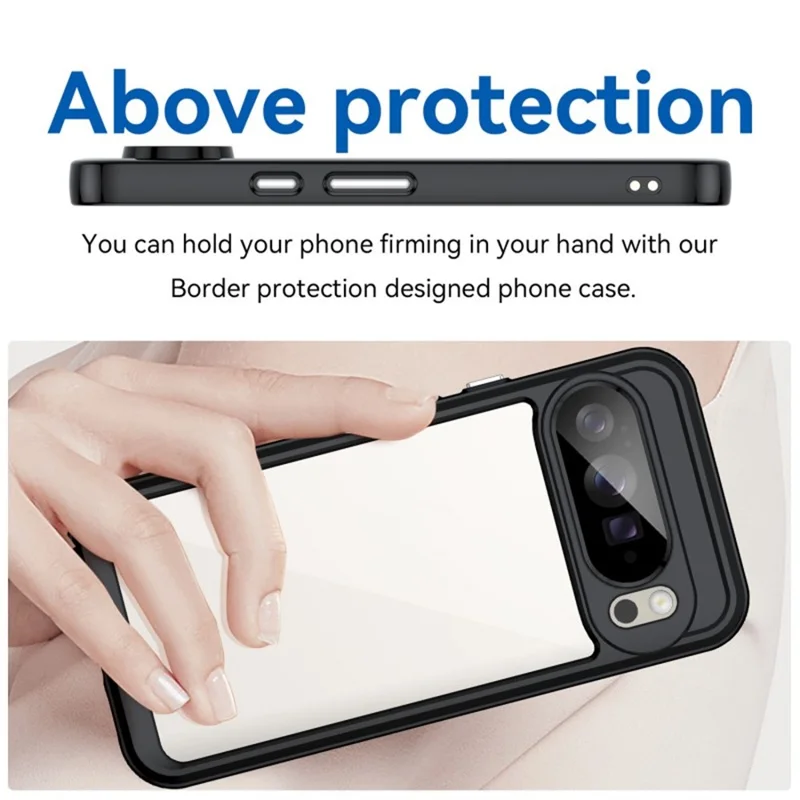WANLONFENG FM Series For Google Pixel 10 Pro XL Case Electroplated Clear TPU Phone Back Cover - Black