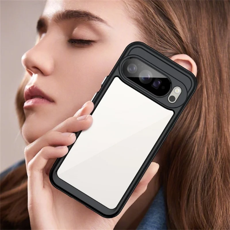 WANLONFENG FM Series For Google Pixel 10 Pro XL Case Electroplated Clear TPU Phone Back Cover - Black