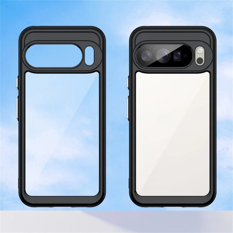 WANLONFENG FM Series For Google Pixel 10 Pro XL Case Electroplated Clear TPU Phone Back Cover - Black