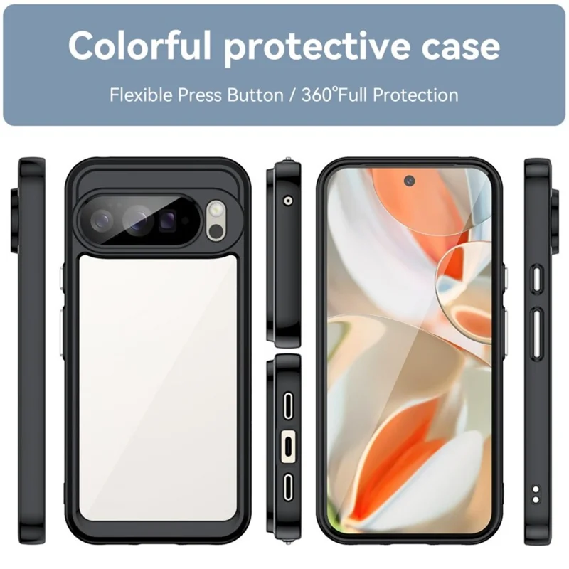 WANLONFENG FM Series For Google Pixel 10 Pro XL Case Electroplated Clear TPU Phone Back Cover - Black