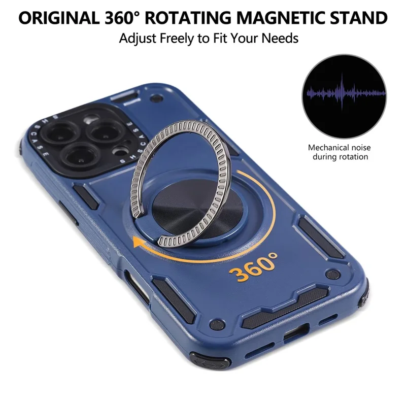 For iPhone 16 Pro Case Ring Kickstand PC + TPU Shockproof Phone Back Cover - Blue