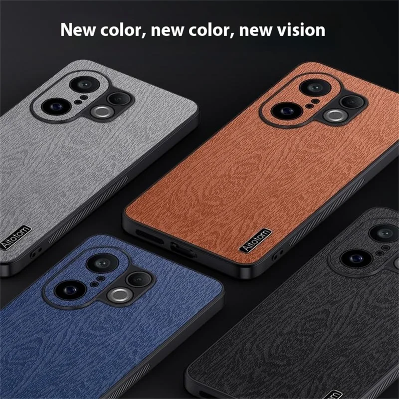 For vivo S30 Pro mini 5G Case Wood Texture PU Leather Coated PC TPU Phone Cover - Black