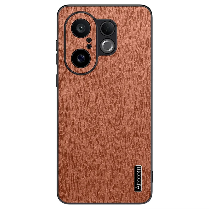 For vivo S30 Pro mini 5G Case Wood Texture PU Leather Coated PC TPU Phone Cover - Brown