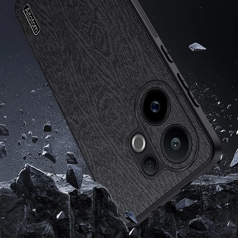 For vivo S30 5G Case Wood Texture PU Leather Coated PC TPU Phone Cover - Black
