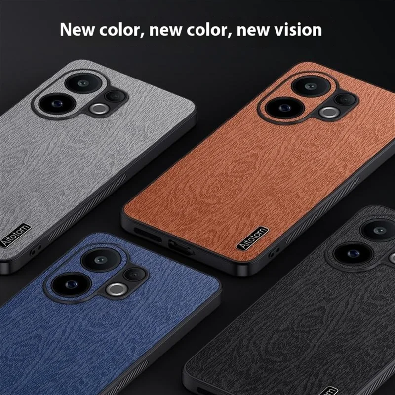 For vivo S30 5G Case Wood Texture PU Leather Coated PC TPU Phone Cover - Black