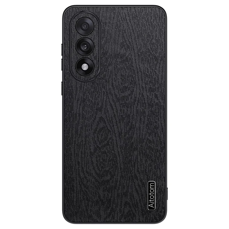 Étui pour OnePlus Ace 5 Ultra 5G Texture Bois Cuir PU Recouvert de PC TPU - Noir