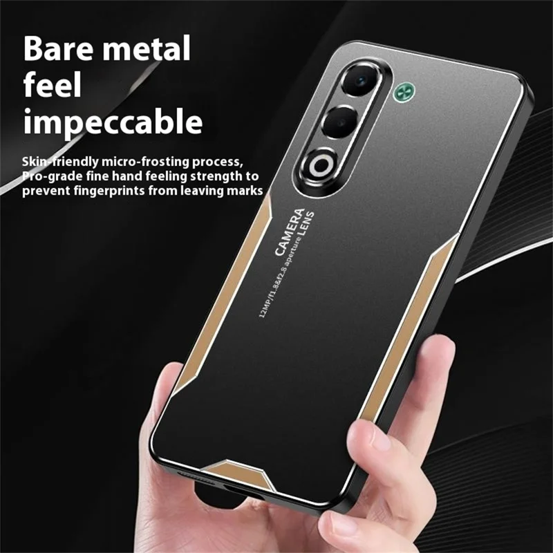For Oppo A5 5G Phone Case Aluminium Alloy TPU PC Back Cover - Gold