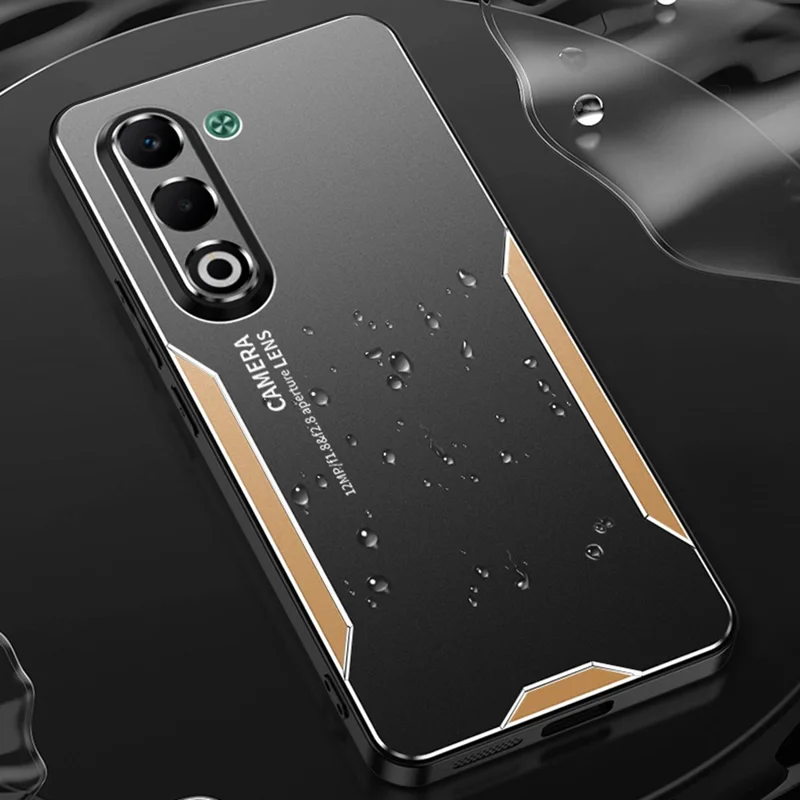 For Oppo A5 5G Phone Case Aluminium Alloy TPU PC Back Cover - Gold