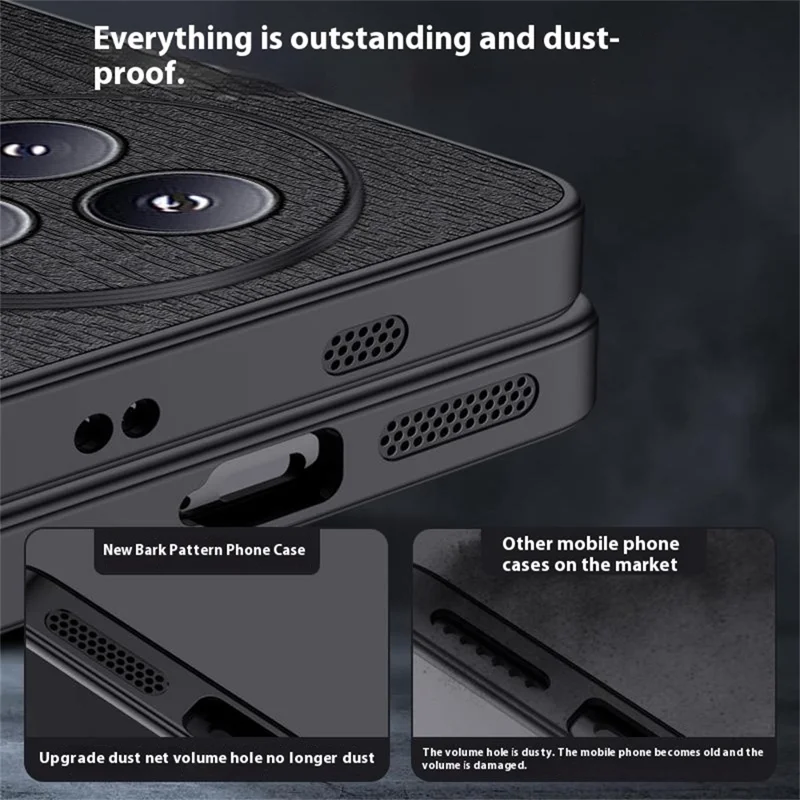 For Xiaomi Civi 5 Pro 5G Case Wood Texture PU Leather Coated PC TPU Phone Cover - Black