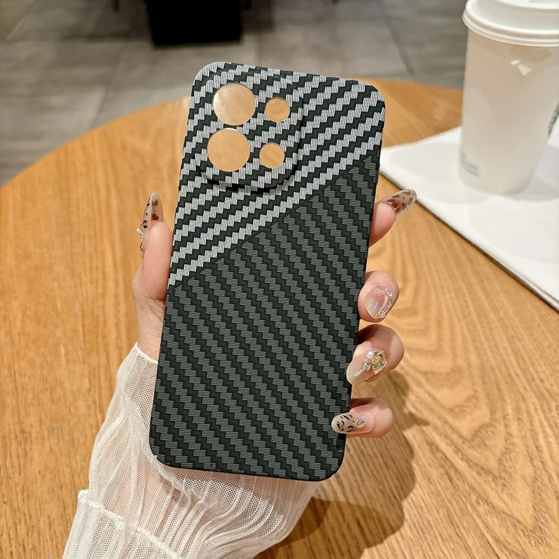 For OnePlus 13T 5G Case Hard PC Phone Cover Carbon Fiber Texture Drop Proof - Black  /  White