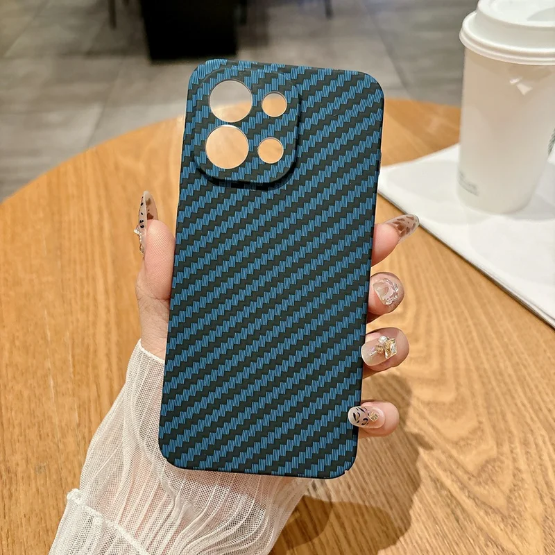 Capa para OnePlus 13T 5G Case Rígida de PC com Textura de Fibra de Carbono à Prova de Quedas - Azul