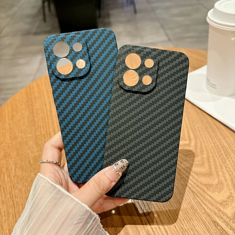 Capa para OnePlus 13T 5G Case Rígida de PC com Textura de Fibra de Carbono à Prova de Quedas - Azul