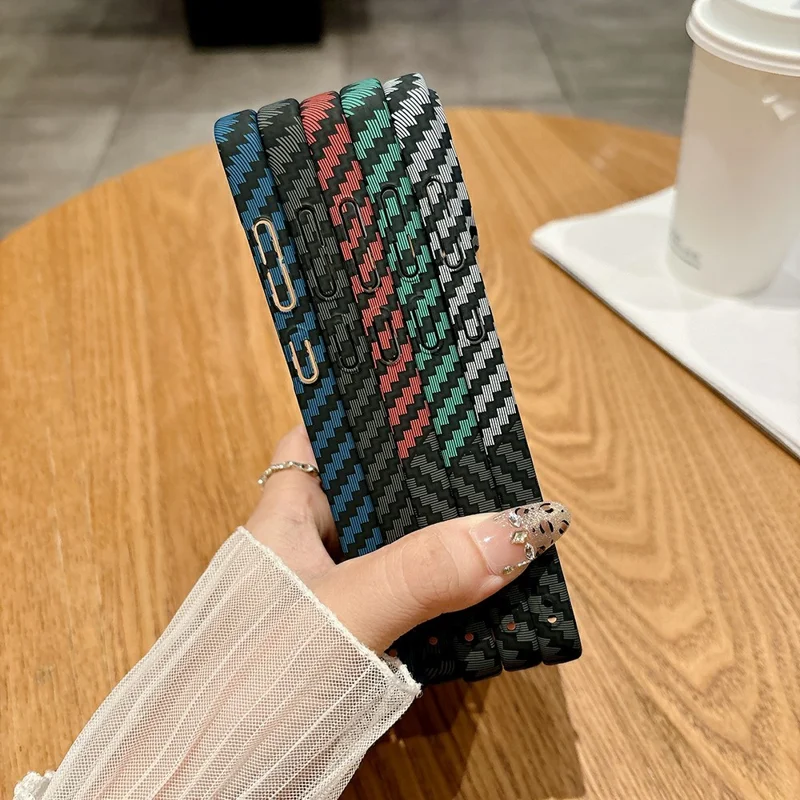 Capa para OnePlus 13T 5G Case Rígida de PC com Textura de Fibra de Carbono à Prova de Quedas - Azul