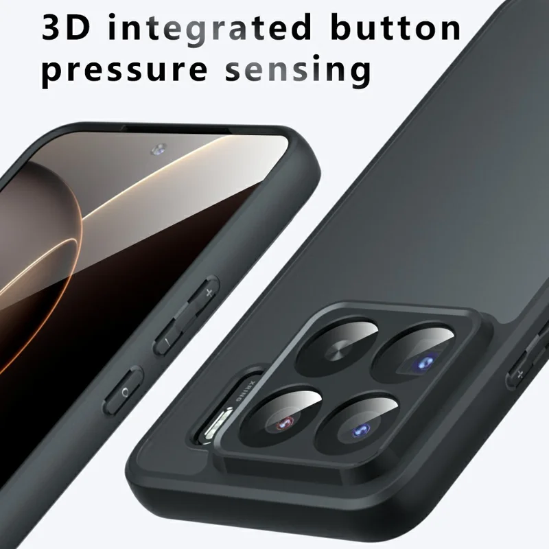 For Xiaomi 15S Pro Case Skin-Touch TPU + PC Matte Phone Shell, Transparent Black
