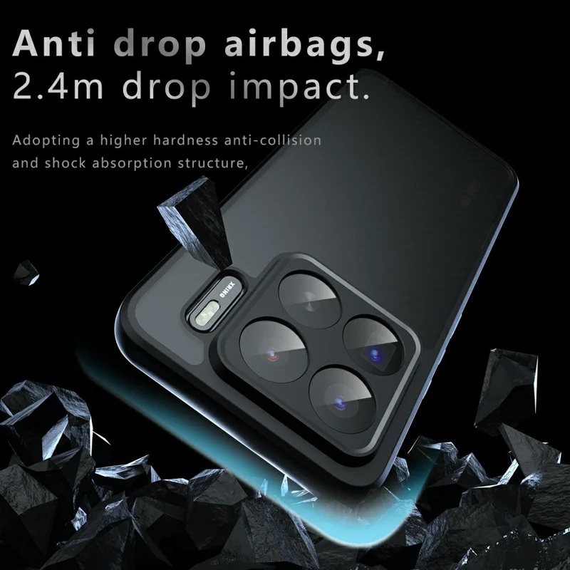 For Xiaomi 15S Pro Case Skin-Touch TPU + PC Matte Phone Shell, Transparent Black