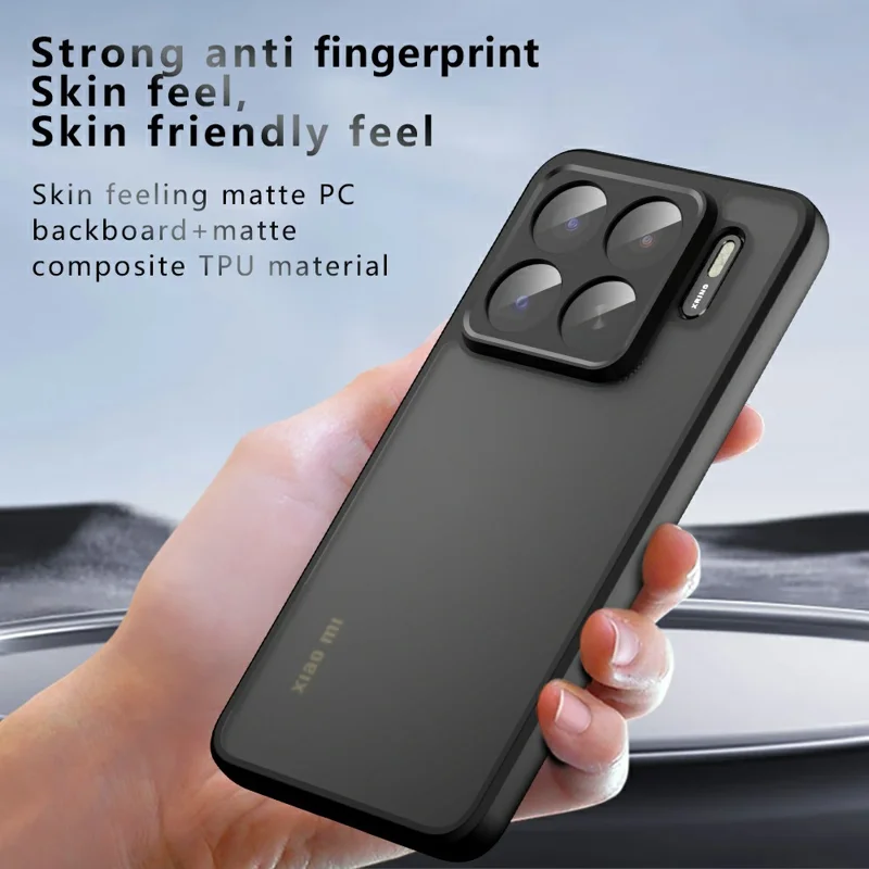 For Xiaomi 15S Pro Case Skin-Touch TPU + PC Matte Phone Shell, Transparent Black